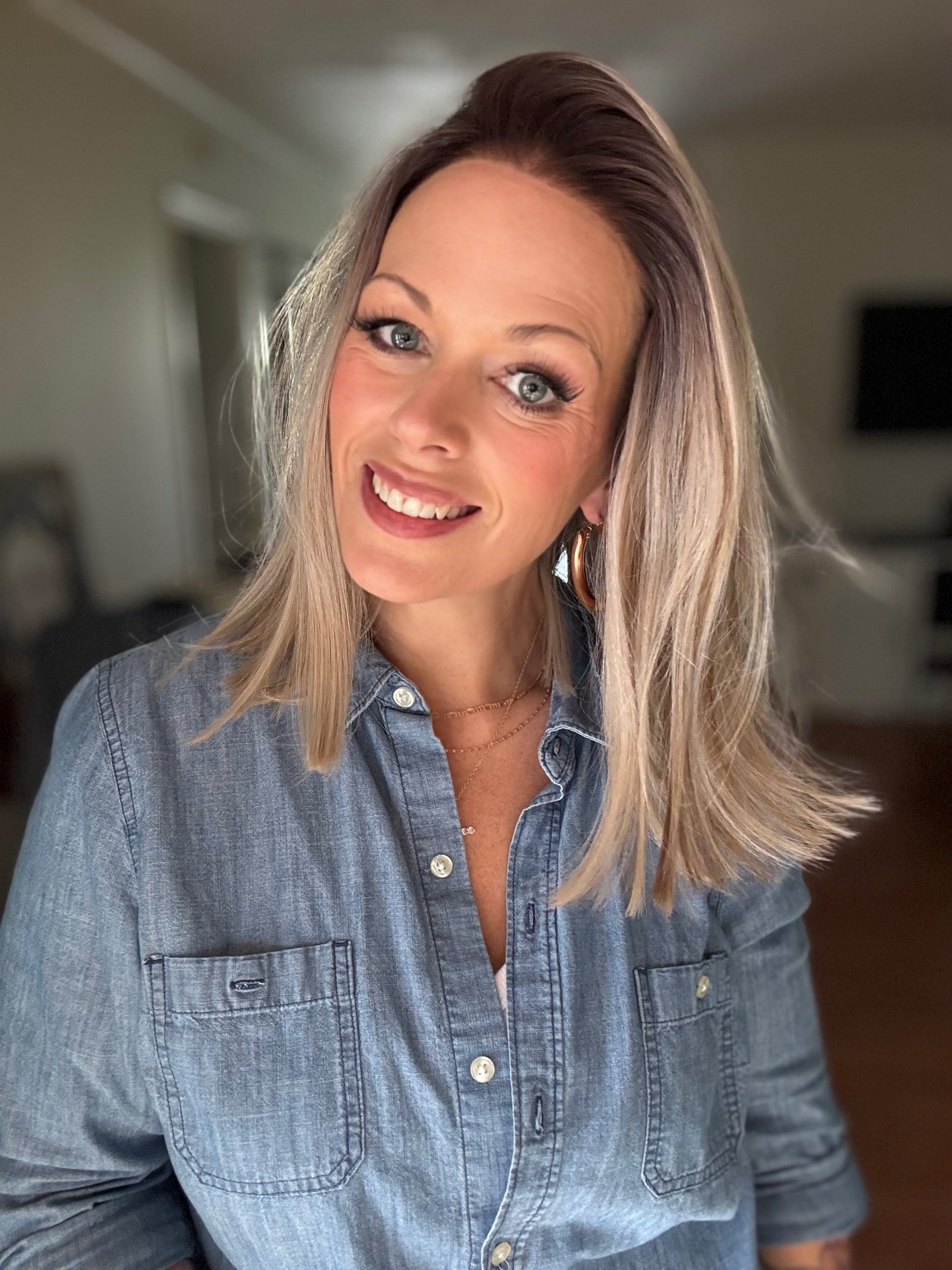 Edie rooted blonde